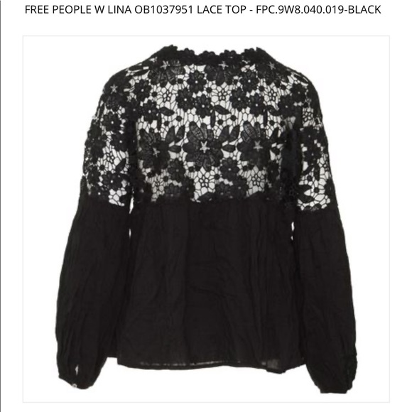 COPY - NWT Free People Lina lace puff sleeve babydoll top - Picture 6 of 8